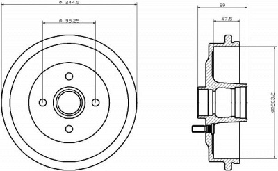 HELLA PAGID 8dt355302031 -  Тормозной барабан